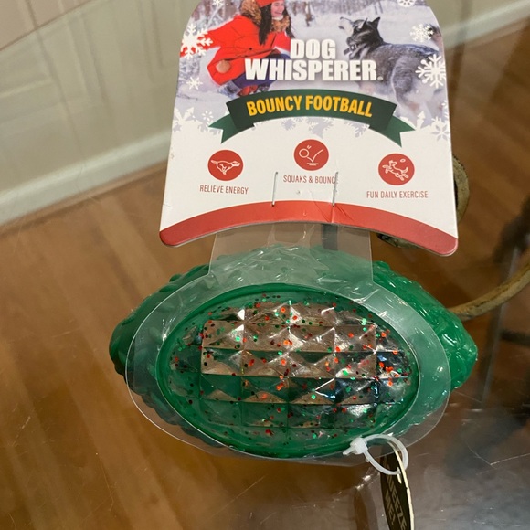 Dog Whisperer ~ Bouncy  Football Ball - Squeaky Dog Toy 5” - Picture 3 of 6